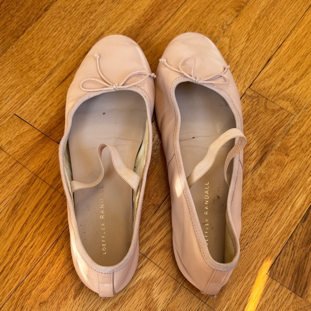 Loeffler Randall Pale Pink Elastic-Strap Ballet Flats